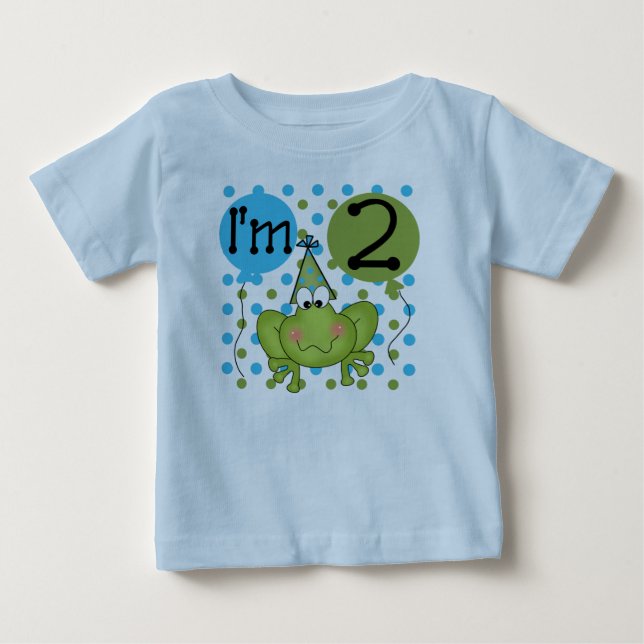 Camiseta De Bebé 2do azul del cumpleaños de la rana (Anverso)
