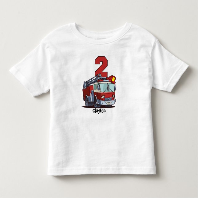 Camiseta De Bebé 2do Coche de bomberos del cumpleaños (Anverso)