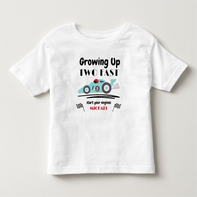 Camiseta De Bebé 2do Cumpleaños Creciendo Demasiado Rápido Coche de (Anverso)