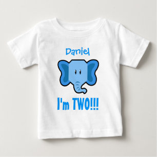 Camiseta De Bebé 2do cumpleaños de dos años con el elefante V01