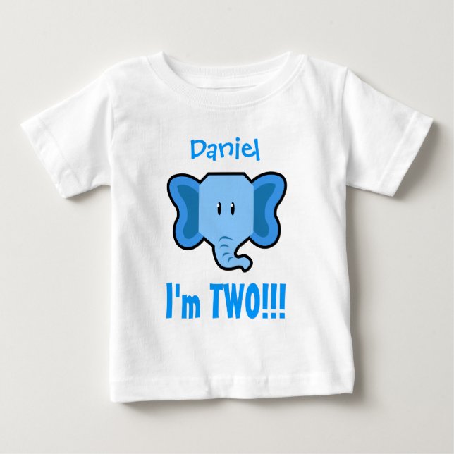 Camiseta De Bebé 2do cumpleaños de dos años con el elefante V01 (Anverso)