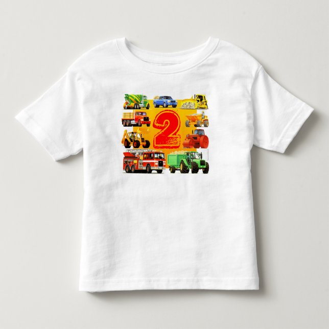 Camiseta De Bebé 2do cumpleaños de los camiones grandes de la (Anverso)