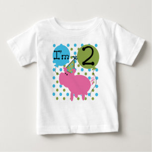 Camiseta De Bebé 2do cumpleaños del cerdo rosado
