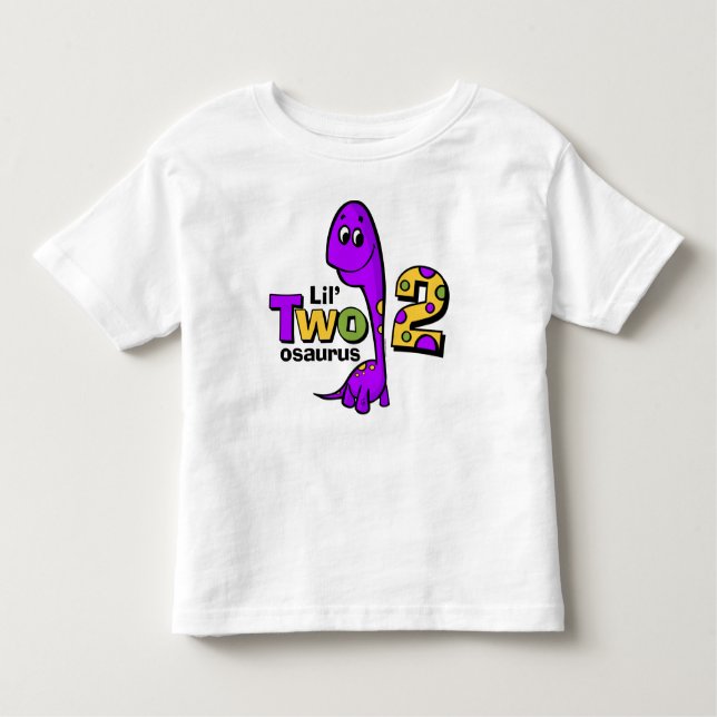 Camiseta De Bebé 2do cumpleaños del dinosaurio púrpura (Anverso)