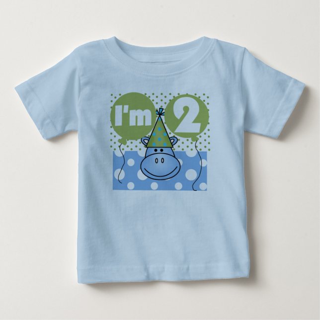 Camiseta De Bebé 2do cumpleaños del hipopótamo azul (Anverso)
