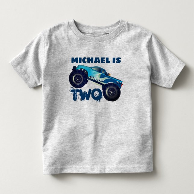 Camiseta De Bebé 2do cumpleaños personalizado del monster truck (Anverso)