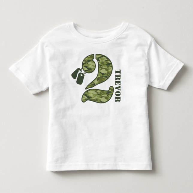 Camiseta De Bebé 2do cumpleaños verde de Camo (Anverso)