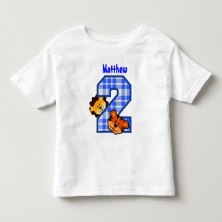 Camiseta De Bebé 2do León azul del tigre de la tela escocesa del