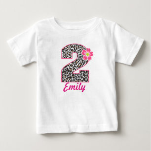 Camiseta De Bebé 2do Rosas fuertes y estampado leopardo del chica