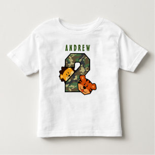 Camiseta De Bebé 2do withTiger y león de Camo del cumpleaños V6 2