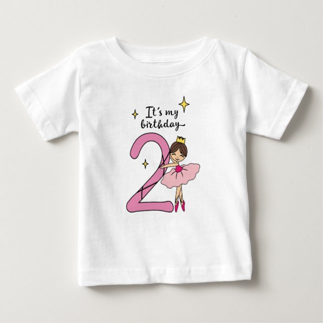 Camiseta De Bebé 2nd birthday ballerina (Anverso)