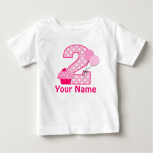 Camiseta De Bebé 2nd Birthday Cupcake Girls Personalized T-shirt