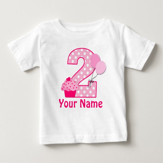 Camiseta De Bebé 2nd Birthday Cupcake Girls Personalized T-shirt (Anverso)