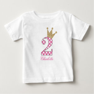 Camiseta De Bebé 2nd Birthday Polka Dots Glitter-Print Personalized