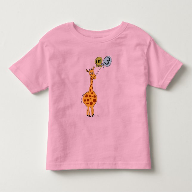 Camiseta De Bebé 3.ª jirafa de cumpleaños y globos (Anverso)