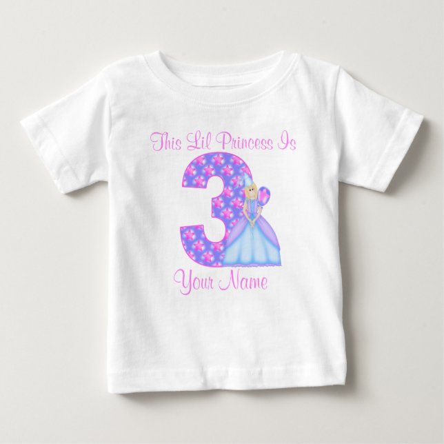 Camiseta De Bebé 3.ª Princesa de Cumpleaños (Anverso)