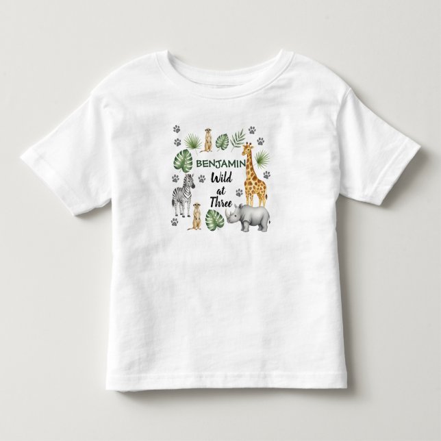 Camiseta De Bebé 3.º cumpleaños de un animal de la jungla (Anverso)