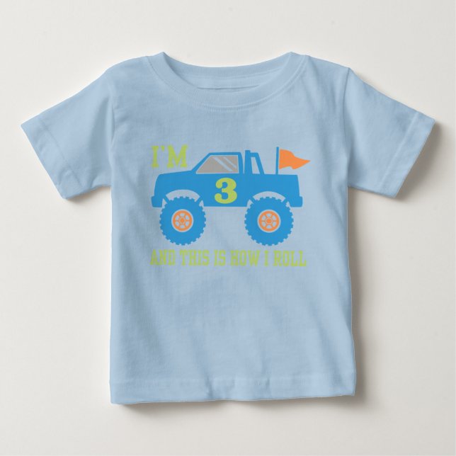 Camiseta De Bebé 3.ᵉʳ Camión Monstruo (Anverso)