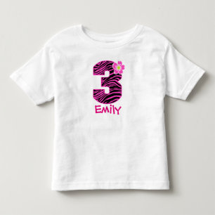 Camiseta De Bebé 3.ᵉʳ Chica de cumpleaños patrón de cebra rosada y