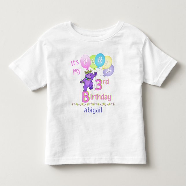 Camiseta De Bebé 3.ᵉʳ Fiesta Chica Princesa Oso (Anverso)