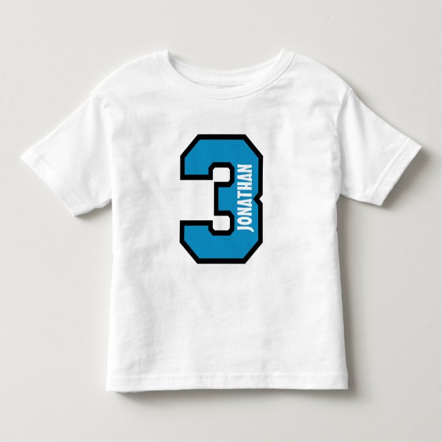 Camiseta De Bebé 3.ᵉʳ Nacimiento Número Deportivo Tres Años A01 (Anverso)