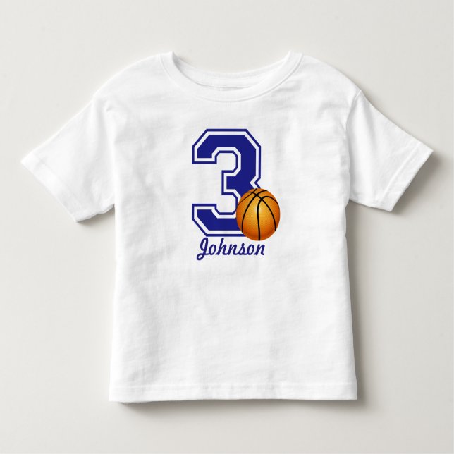 Camiseta De Bebé 3.ᵉʳ niño de cumpleaños de baloncesto personalizad (Anverso)