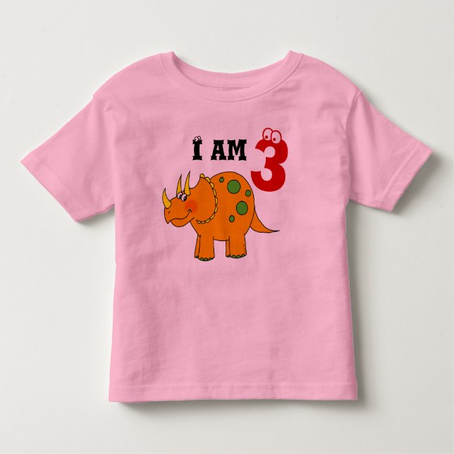Camiseta De Bebé 3.ᵉʳ regalo de cumpleaños, dinosaur triceratops (Anverso)