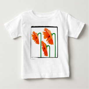 Camiseta De Bebé 3 amapolas con borde