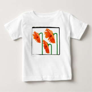 Camiseta De Bebé 3 amapolas con borde