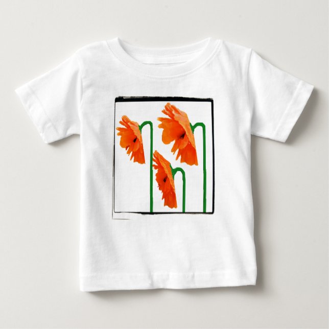 Camiseta De Bebé 3 amapolas con borde (Anverso)