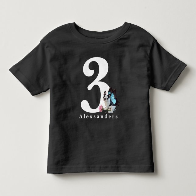 Camiseta De Bebé 3 años de edad, 3 años de edad, lechón de mariposa (Anverso)