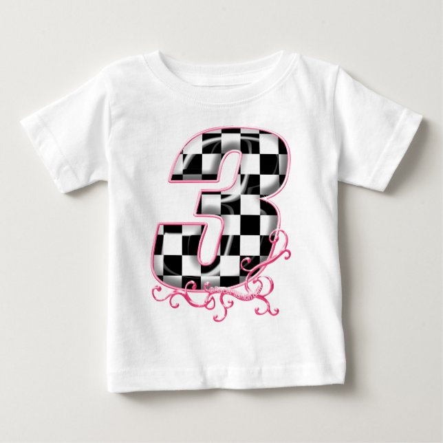 Camiseta De Bebé 3 de color rosa (Anverso)
