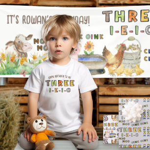 Camiseta De Bebé 3-i-e-i-o 3ᵉʳ Birthday Farm Nursery Rhyme