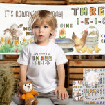 Camiseta De Bebé 3-i-e-i-o 3ᵉʳ Birthday Farm Nursery Rhyme<br><div class="desc">Camiseta de tres años con colores naturales neutros para un niño o un chica. Inspirado por la rima vieja de la EIEIO Macdonald en la tierra de la agricultura, donde se mueven las vacas, el pato de las pollitas y los cerdos! Fácil de personalizar en el frente y en la...</div>