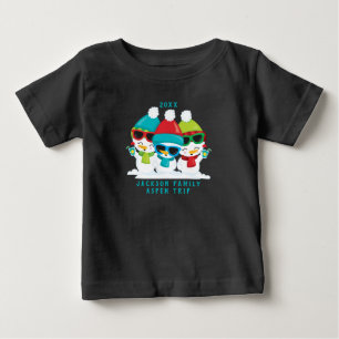 Camiseta De Bebé 3 Muñecos de Nieve Navidad Invierno Familia Texto 