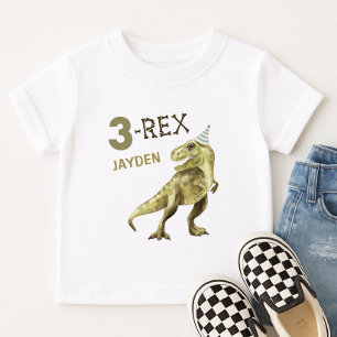 Camiseta De Bebé 3-Rex Cute Dinosaur Tres Rex Nombre Fiesta de Cump