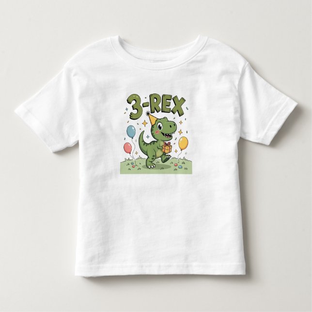 Camiseta De Bebé 3-Rex Dinosaur 3er cumpleaños Toddler T-Shirt - Cu (Anverso)