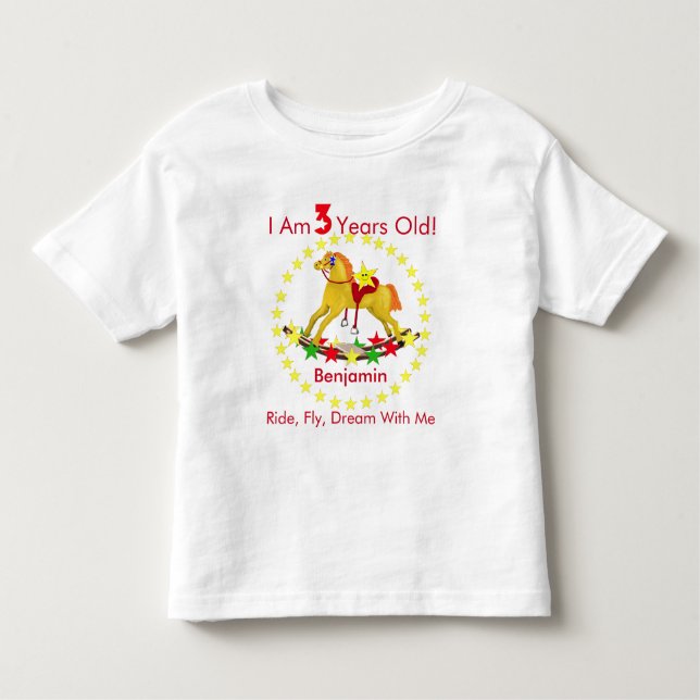 Camiseta De Bebé 3ro Caballo mecedora de la fiesta de cumpleaños (Anverso)