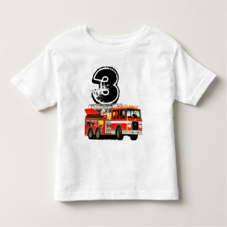 Camiseta De Bebé 3ro coche de bomberos del rojo del cumpleaños del