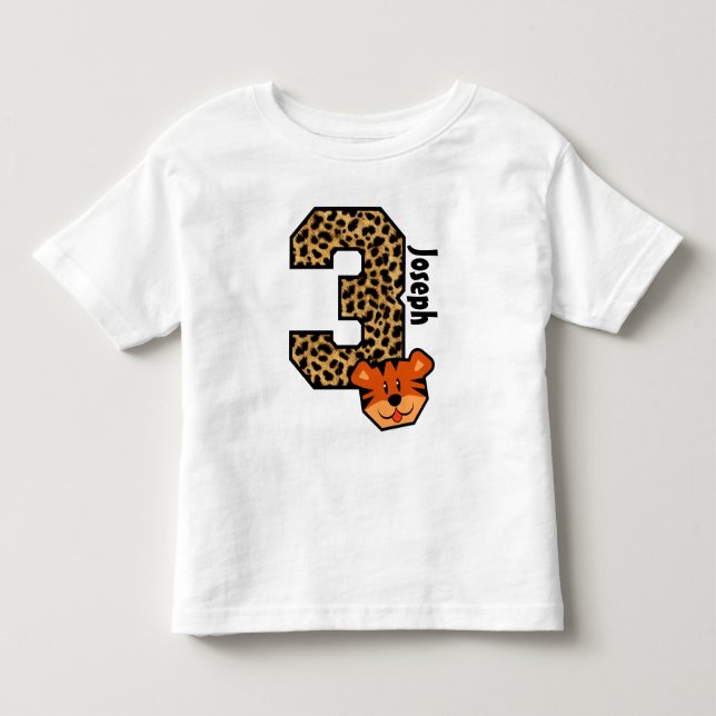 Camiseta De Bebé 3ro Cumpleaños Camo y tigre tres años (Anverso)