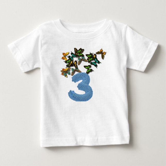 Camiseta De Bebé 3ro mariposas del cumpleaños (Anverso)