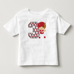 Camiseta De Bebé 3ro Rojo y blanco del talud del béisbol del