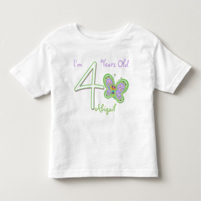 Camiseta De Bebé 4.ª mariposa de cumpleaños (Anverso)