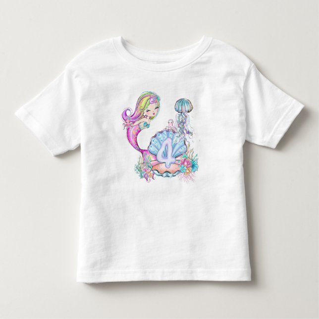 Camiseta De Bebé 4.ª sirena de cumpleaños (Anverso)