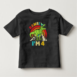 Camiseta De Bebé 4.º cumpleaños Dinosaur T Rex Rawr Tengo 4 para Ni