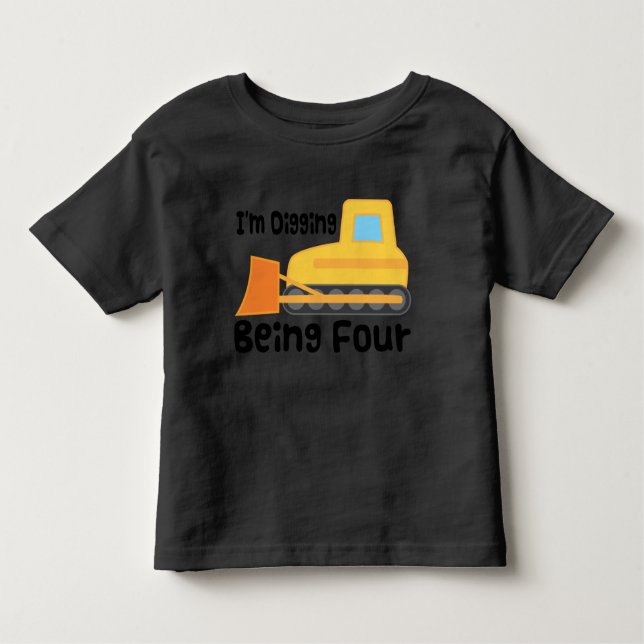 Camiseta De Bebé 4.º Nacimiento Buldozer Construction Truck Toddler (Anverso)