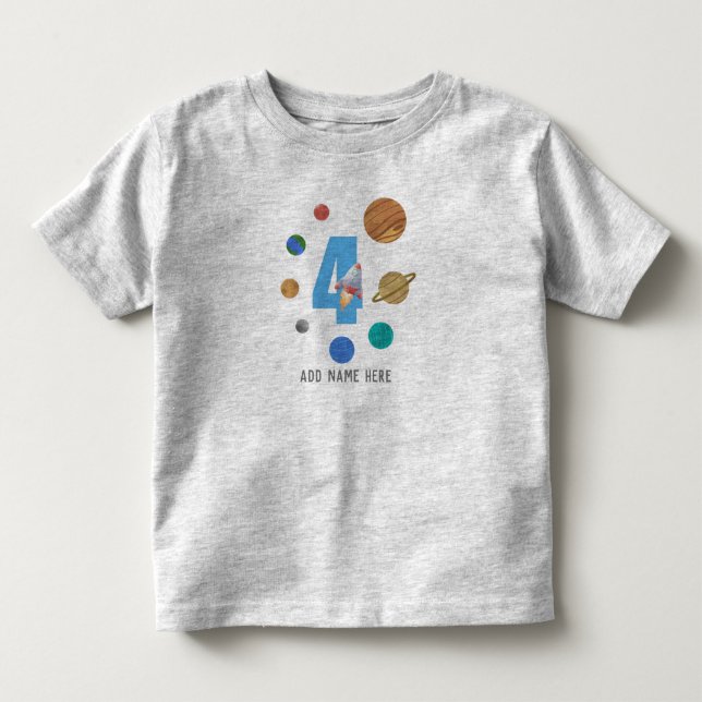 Camiseta De Bebé 4.º natalicio Planetas de sistemas solares (Anverso)
