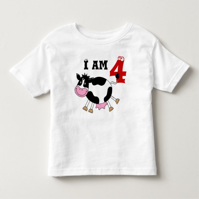 Camiseta De Bebé 4.º regalo de fiesta de cumpleaños, vaca bailadora (Anverso)