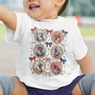 Camiseta De Bebé 4 de julio de 2026 Animal Patriótico Vintage
