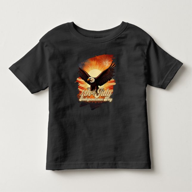 Camiseta De Bebé 4 de julio - Majestic Eagle and Fireworks Tribute  (Anverso)